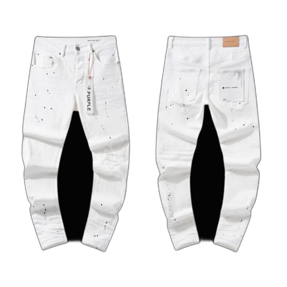 Jeans Purple bianchi – con schizzi neri