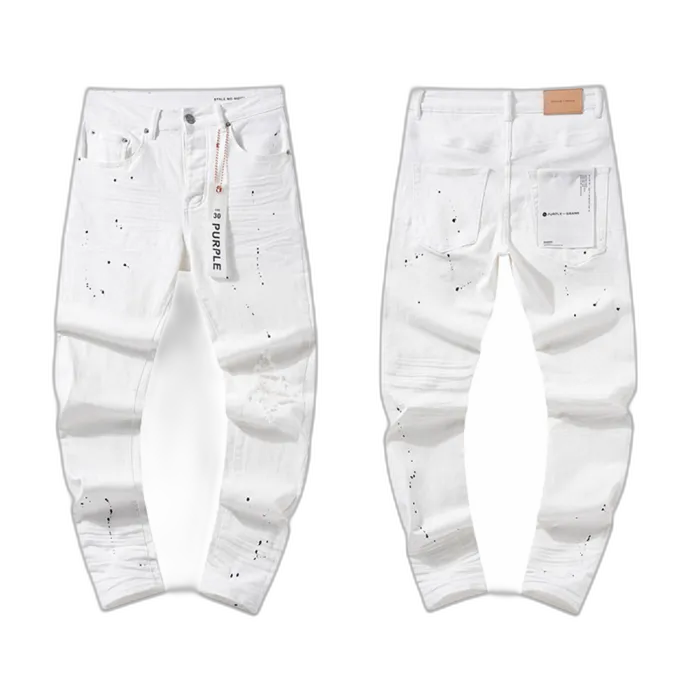 Jeans Purple bianchi  – con schizzi neri