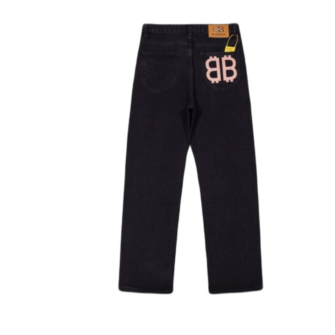 Jeans Balenciaga Nero – con logo rosa