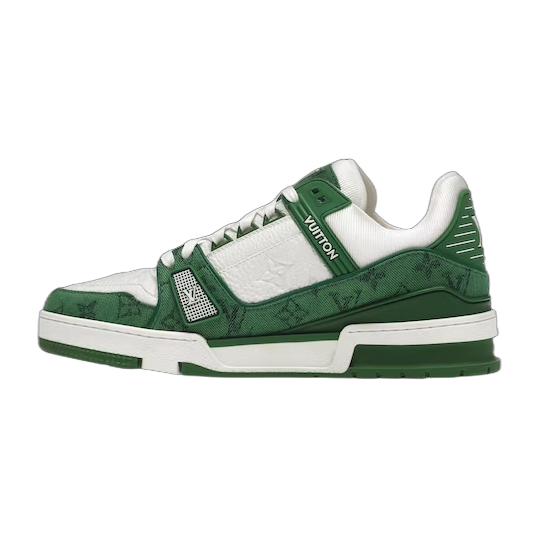 Trainer Green Monogram Denim White
