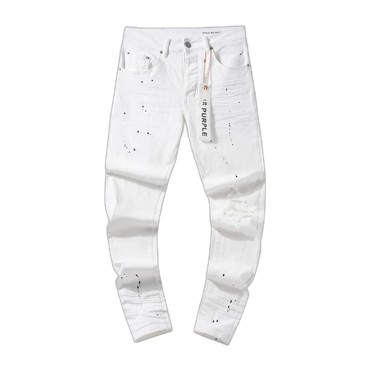 Jeans Purple bianchi  – con schizzi neri