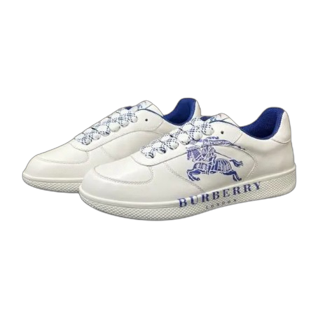 Burberry Leather Stock Sneakers White & Blue