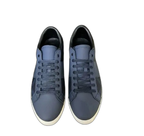 Burberry Leather and Cotton Check Sneaker Charcoal