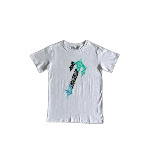 IRONGATE PALSLEY TEE-WHITE/TEAL WHITE