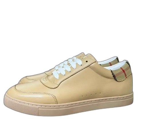 Burberry Leather and Cotton Check Sneaker Khaki