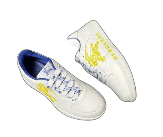 Burberry Leather Stock Sneakers White & Yellow