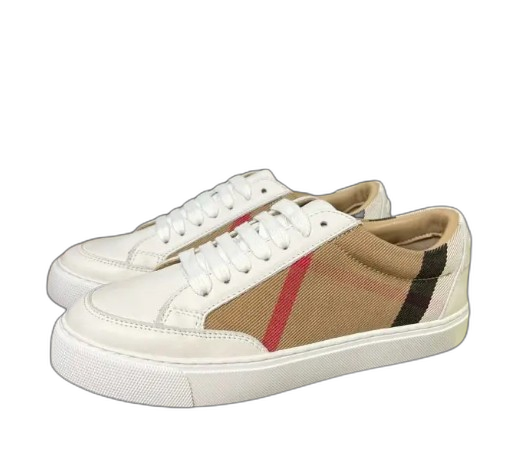 Burberry House Check and Leather Sneakers Optic white