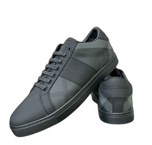 Burberry Leather and Cotton Check Sneaker Black