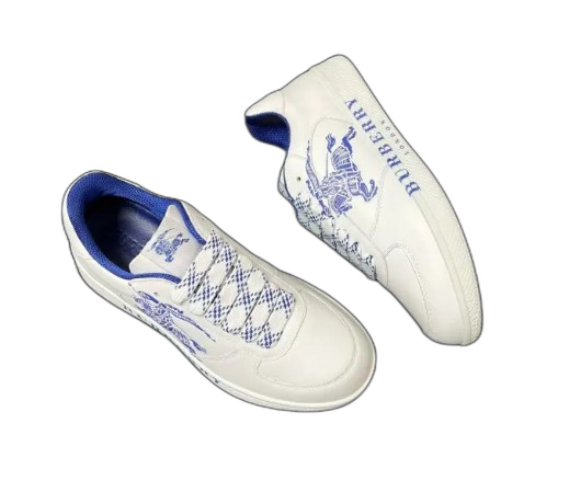 Burberry Leather Stock Sneakers White & Blue