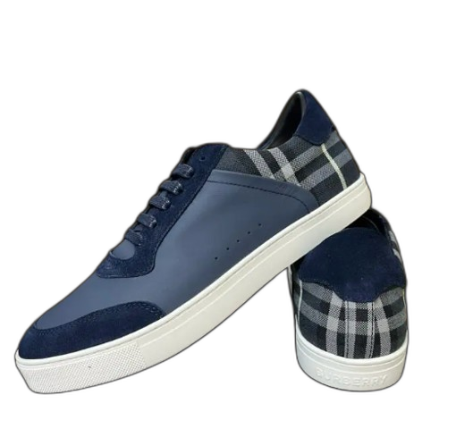 Burberry Leather And Suede Sneaker Payne Grey