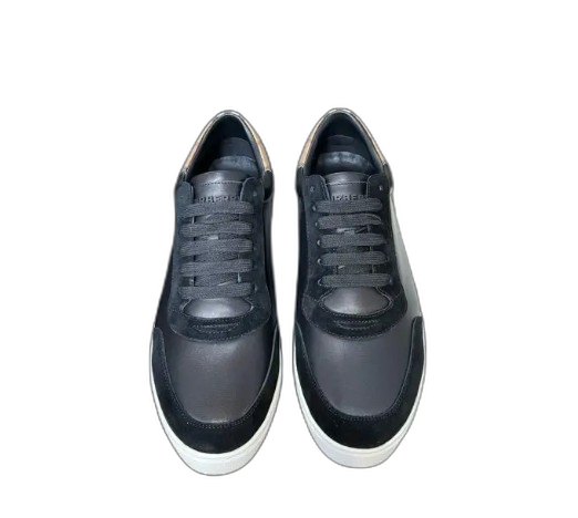 Burberry Leather and Cotton Check Sneaker Black