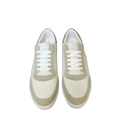 Burberry Leather and Cotton Check Sneaker White